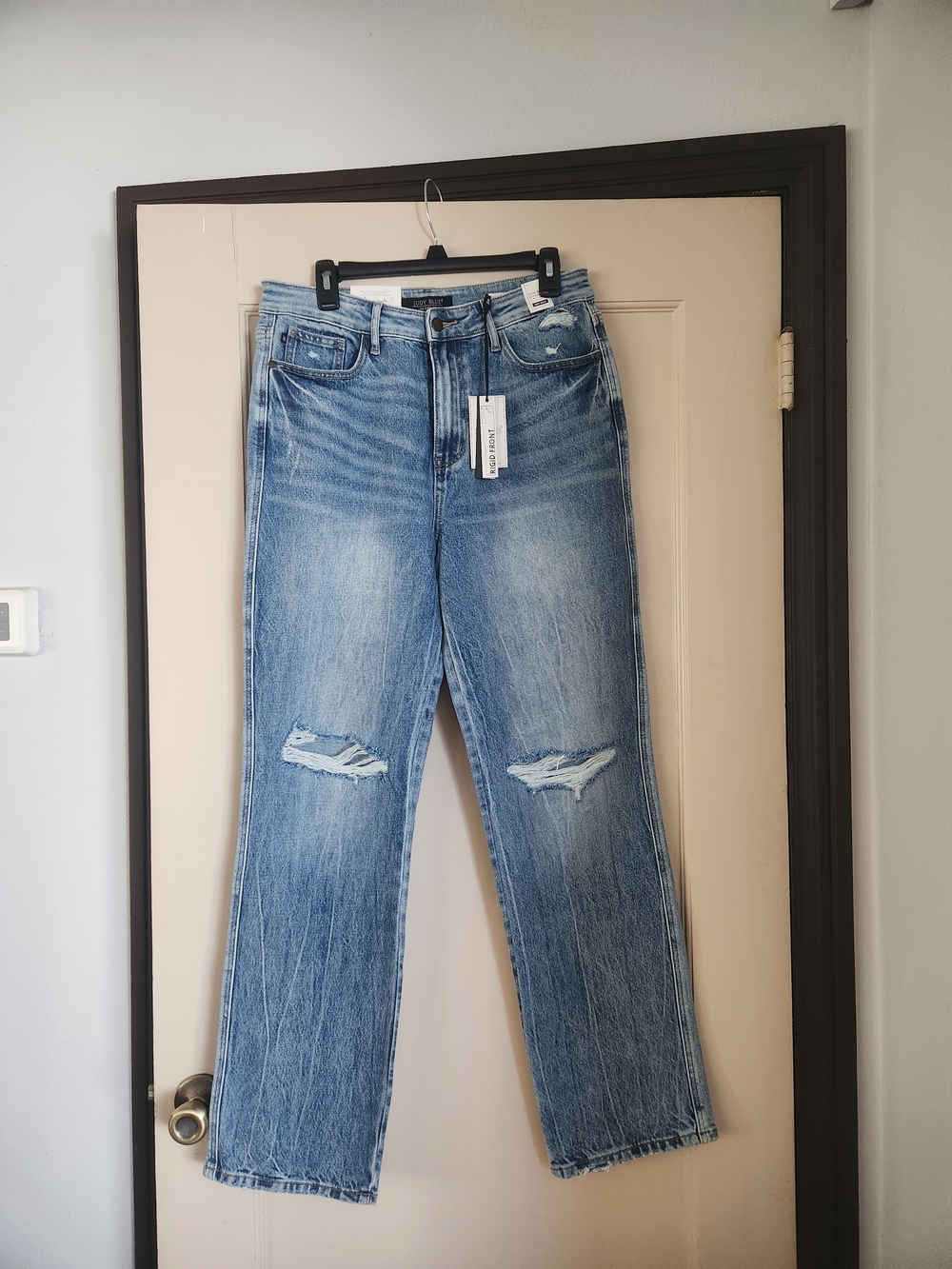 Judy Blue Light Blue Distressed Straight-Leg Jeans